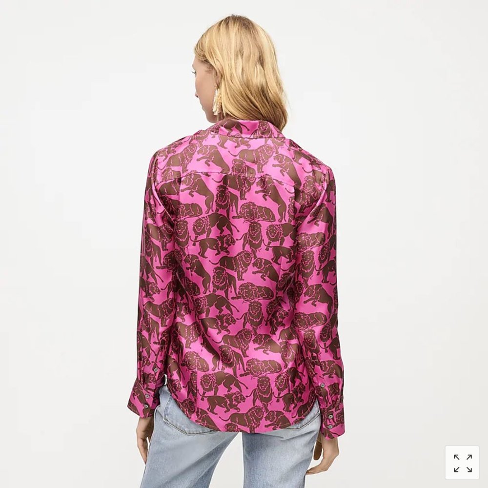J.Crew Collection silk shirt in sleepy lions print - Picture 3 of 5